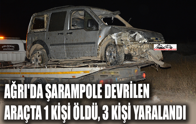  Patnos da hafif ticari aracın şarampole devrilmesi sonucu 1 kişi öldü, 3 kişi yaralandı