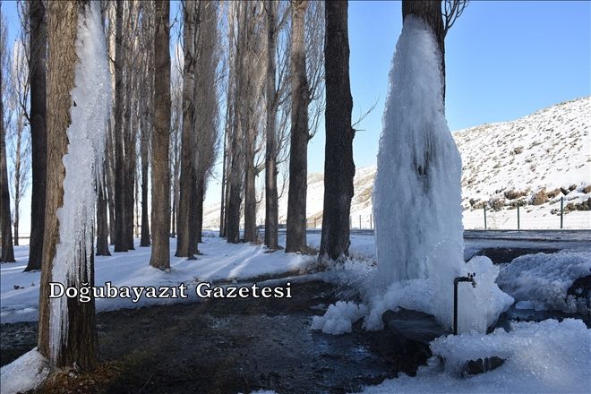 SOĞUK HAVA NEDENİYLE ÇEŞMELER DONDU, BİNALARIN ÇATILARINDA BUZ SARKITLARI OLUŞTU?