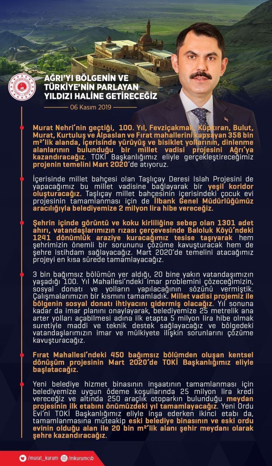 Bakan Kurum, Ağrı