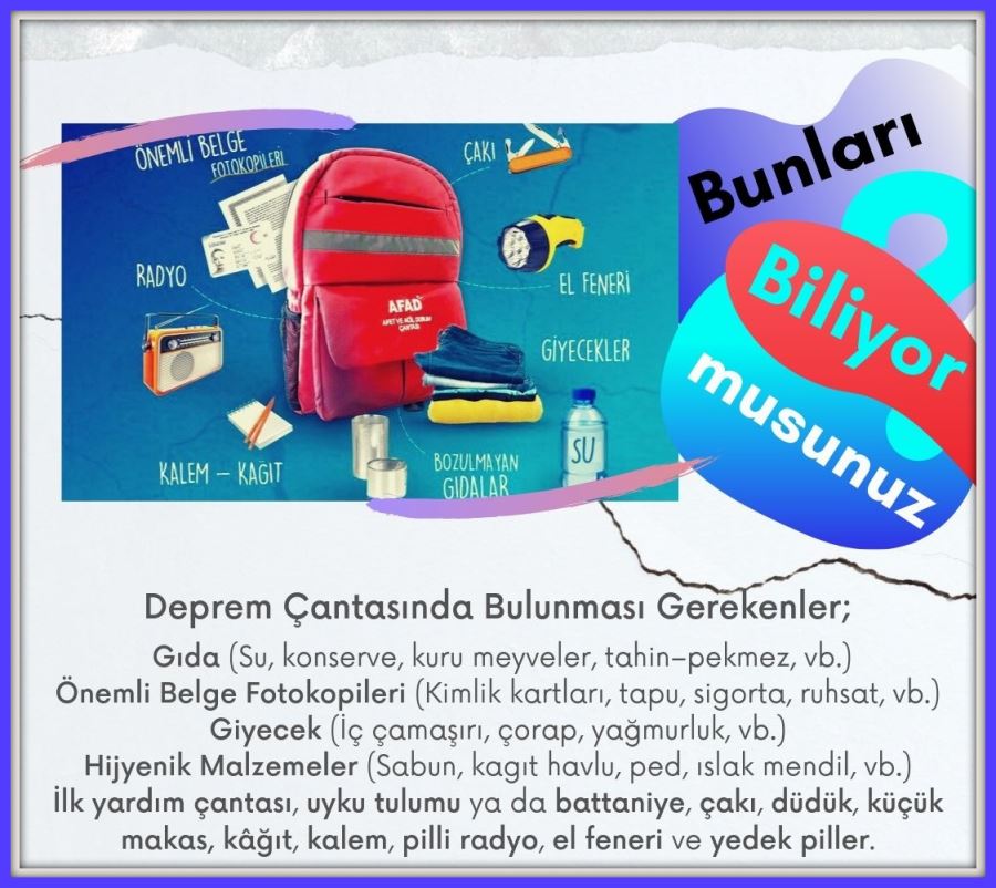 Afet çantasında neler olmalı?