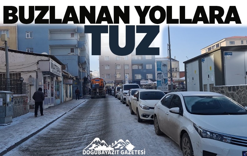 Doğubayazıt’ta Cadde ve Sokaklara Tuz Savurma Aracı