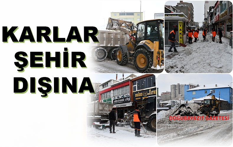 Belediye ekipleri, kent merkezinde kar temizleme çalışmalarını sürdürüyor.