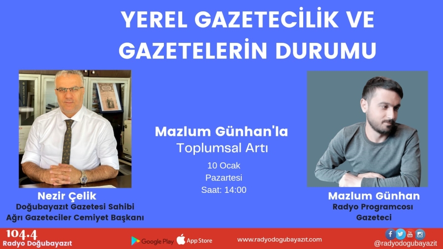 PAZARTESİ GÜNÜ RADYO DOĞUBAYAZIT’IN KONUĞUYUZ
