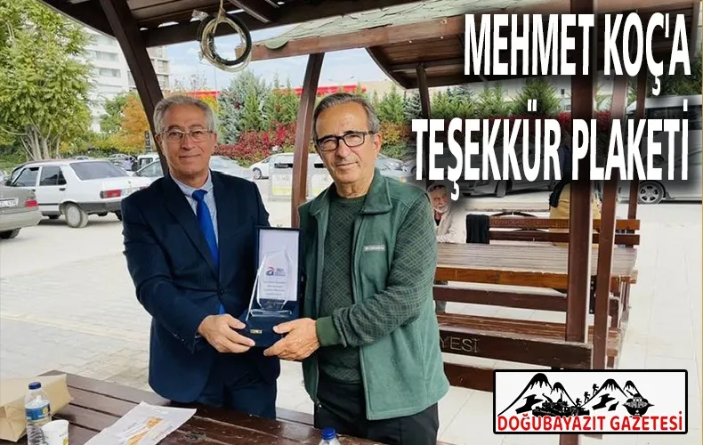 AĞRI KÜLTÜR DERNEKLERİ FEDERASYONU GENEL BAŞKAN’LIĞINCA KOÇ’A PLAKET