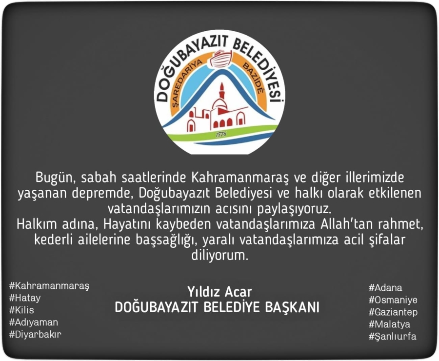 DOĞUBAYAZIT BELEDİYE BAŞKANI YILDIZ ACAR’DAN BAŞSAĞLIĞI MESAJI