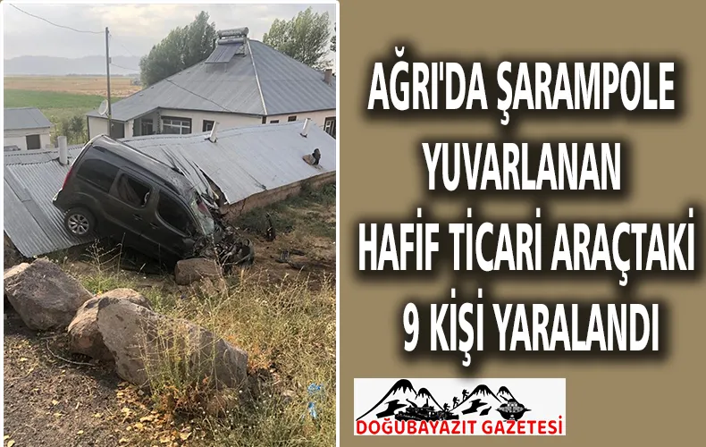 Patnos da  hafif ticari aracın şarampole yuvarlanması sonucu 9 kişi yaralandı.