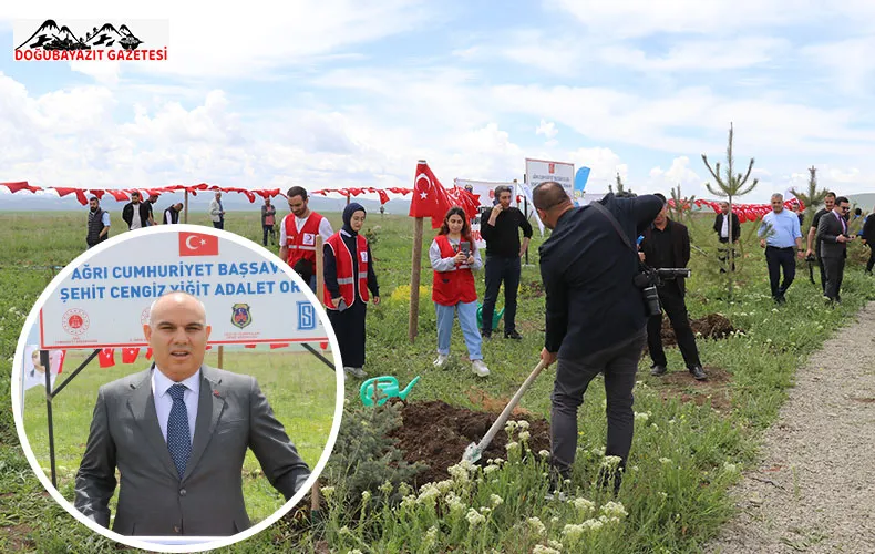  AĞRILI ŞEHİT İNFAZ KORUMA MEMURUNUN ADININ VERİLDİĞİ ORMANLIK ALANA FİDAN DİKİLDİ