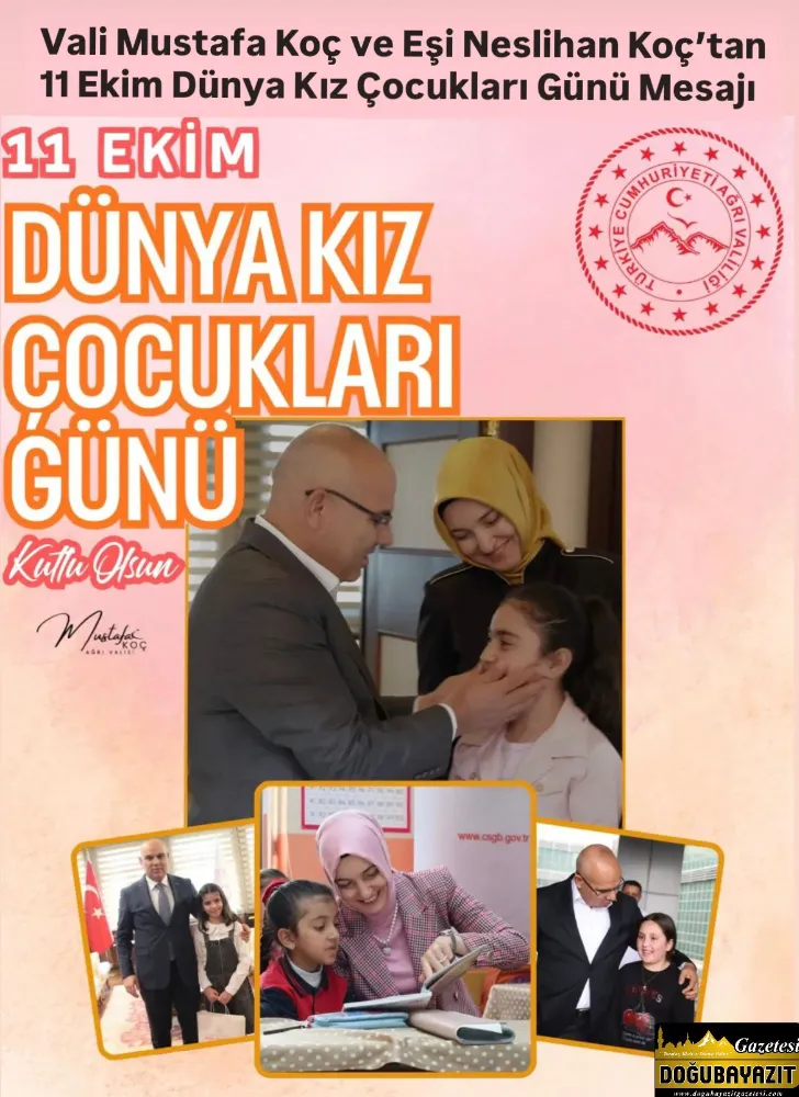 Vali Mustafa Koç ve Eşi Neslihan Koç’tan 11 Ekim Dünya Kız Çocukları Günü Mesajı