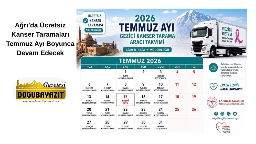 Ağrı’da Ücretsiz Kanser Taramaları Temmuz Ayı Boyunca Devam Edecek