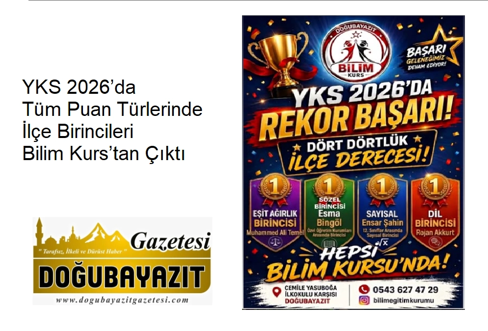 YKS 2026’da Tüm Puan Türlerinde İlçe Birincileri Bilim Kurs’tan Çıktı