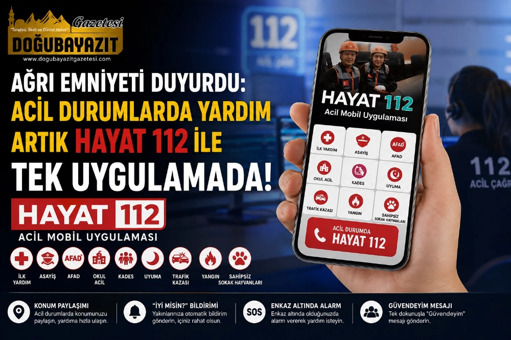 Ağrı Emniyeti Duyurdu: Acil Durumlarda Yardım Artık HAYAT 112 ile Tek Uygulamada
