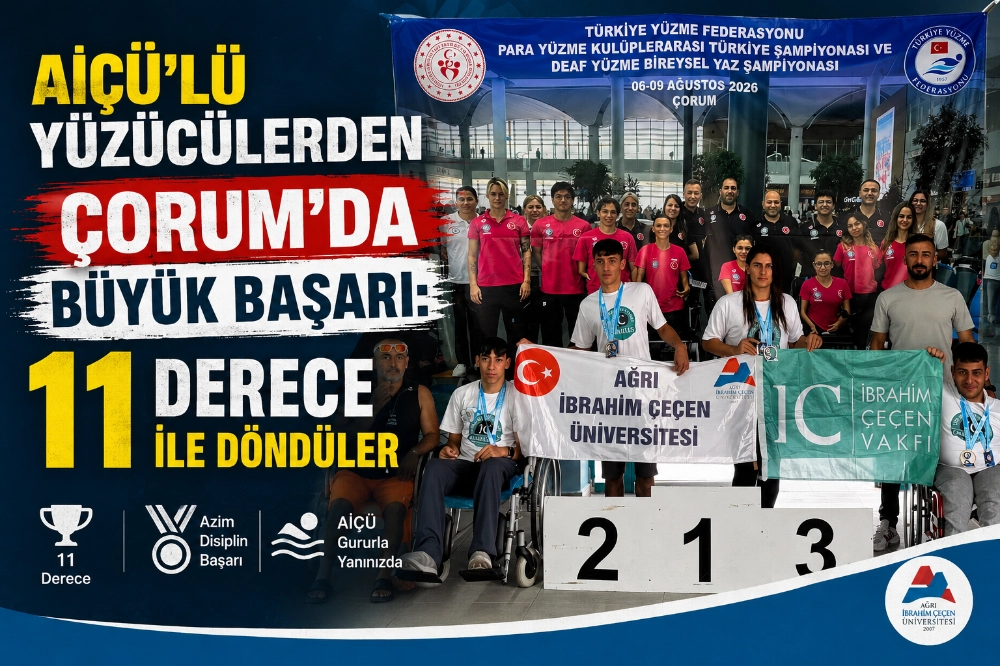 AİÇÜ’LÜ YÜZÜCÜLERDEN ÇORUM’DA BÜYÜK BAŞARI: 11 DERECE İLE DÖNDÜLER