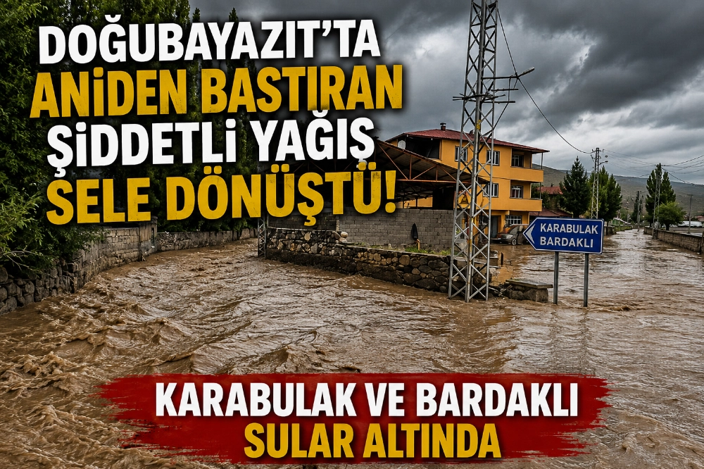 AĞRI'DA ŞİDDETLİ YAĞIŞ SELE NEDEN OLDU: ARAÇLAR YOLDA MAHSUR KALDI 