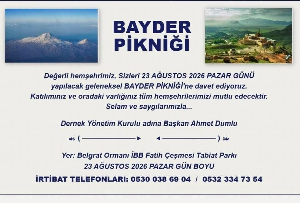 BAY-DER’den Geleneksel Buluşma: 26. Dernek Pikniği İBB Fatih Çeşmesi Tabiat Parkı'nda Yapılacak