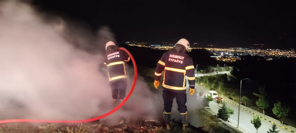 Doğubayazıt’ta Gece Yarısı Arazi Yangını İtfaiye Ekiplerinin Zorlu Mesaisiyle Söndürüldü