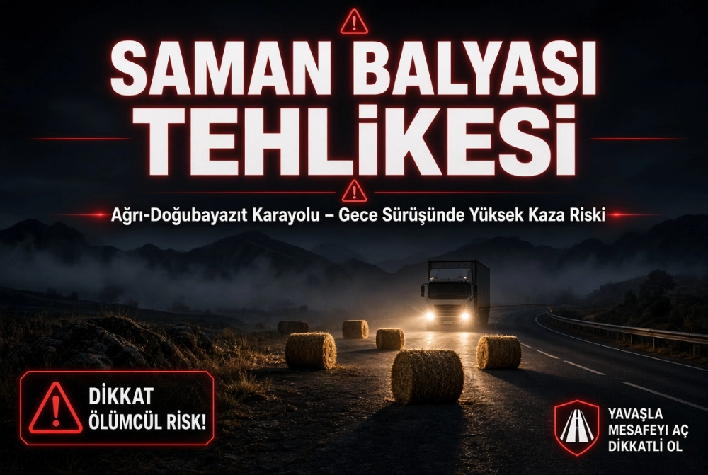 Gece Yarısı Ağrı Doğubayazıt Yolunda Korku Dolu Anlar: Sürücülerin Önüne Aniden Çıkan Dev Engeller Korkuttu