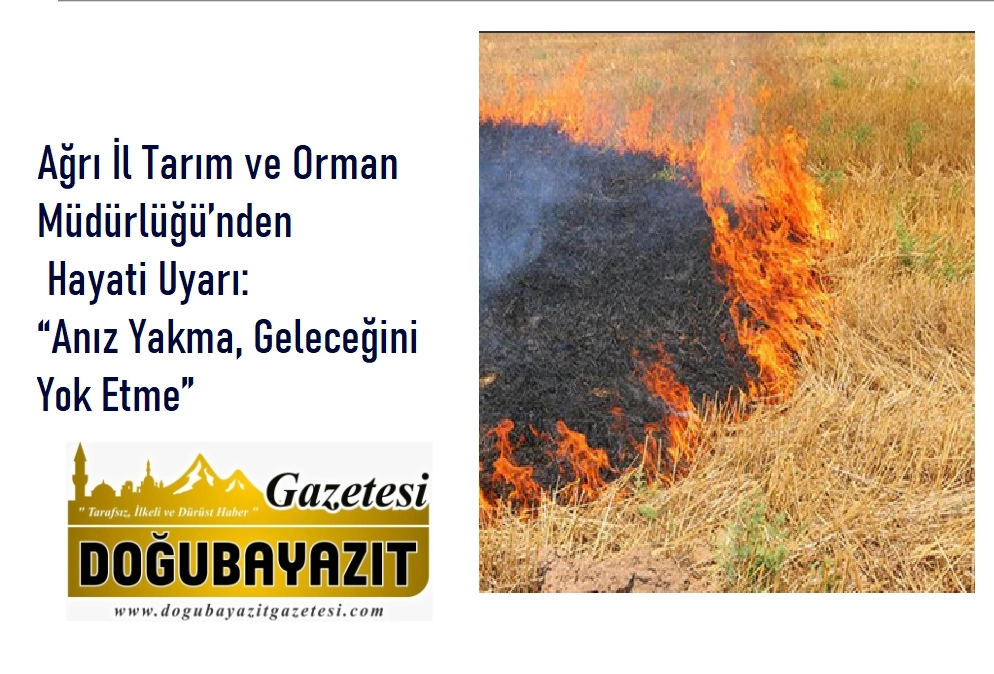 Ağrı İl Tarım ve Orman Müdürlüğü’nden Hayati Uyarı: “Anız Yakma, Geleceğini Yok Etme”