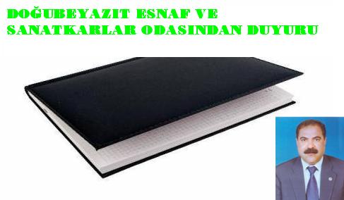 DOĞUBEYAZIT ESNAF VE SANATKARLAR ODASINDAN DUYURU