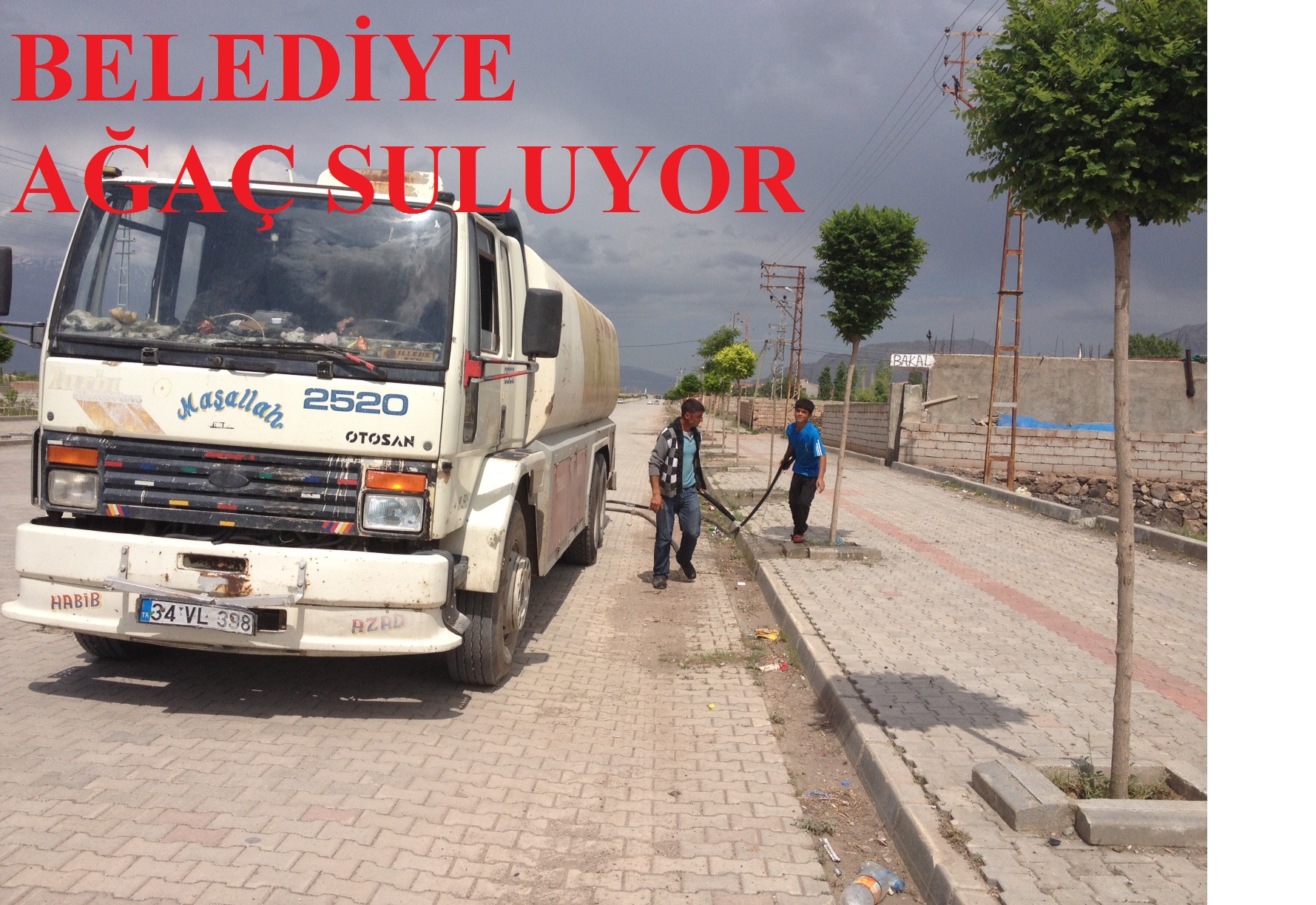 BELEDİYE AĞAÇ SULUYOR